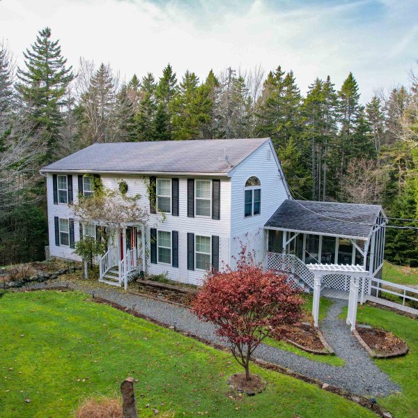 a small house in a garden
